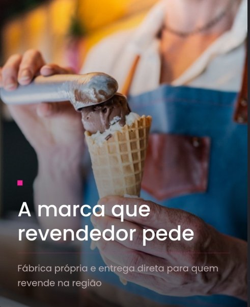 Sorvete de chocolate servido na casquinha — a marca que revendedor pede